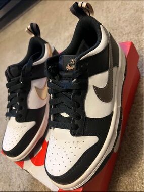 Nike Black, White & Metallic Gold Low-Top Sneakers